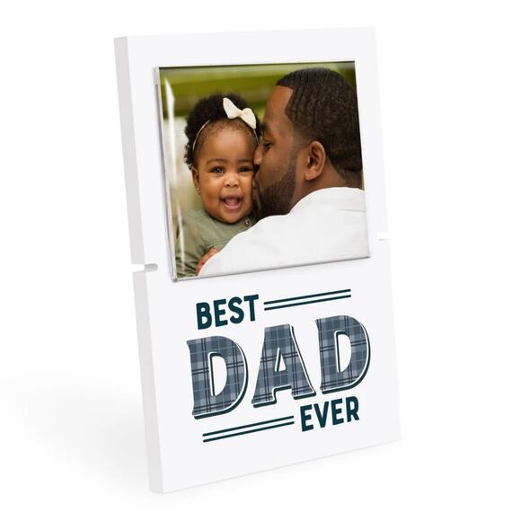 P Graham Dunn "Best Dad" Story Board Linkable Stand-Up Frame Beige Plaid New - Picture 4 of 6